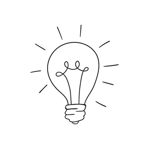 Doodle illustration, lamp outline drawing. Hand Drawn Icon. Clip Art ...