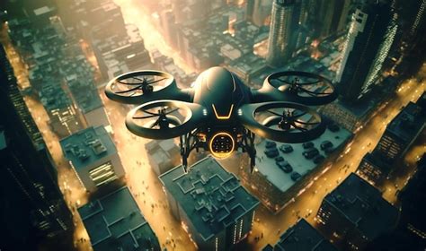 Premium Photo | A drone flying over a cityscape capturing aerial footage