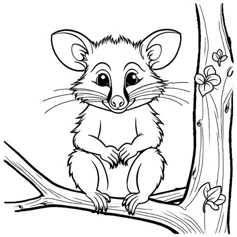 Possum On A Tree Branch Coloring Page Lulu Pages