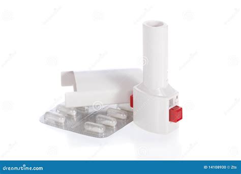 Asthma Inhaler Isolated On White Stock Photo Image Of Meds Aerosol