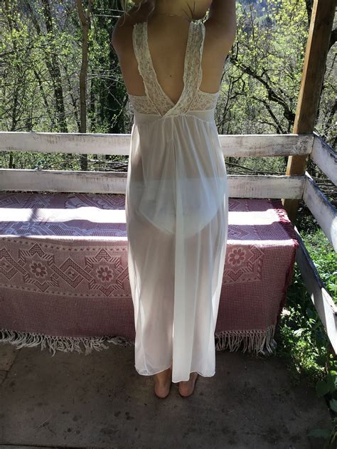 Lingerie N Glig E Camisole Sheer White Slip Vintage Summer Etsy