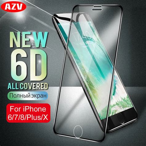 AZV 6D Glass On The For Iphone 6 6s Plus 8 7 X Full Screen Protector