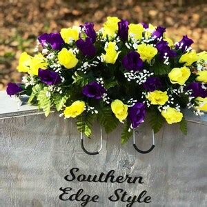 Headstone Saddle Yellow Purple Roses Cemetery Saddle Etsy