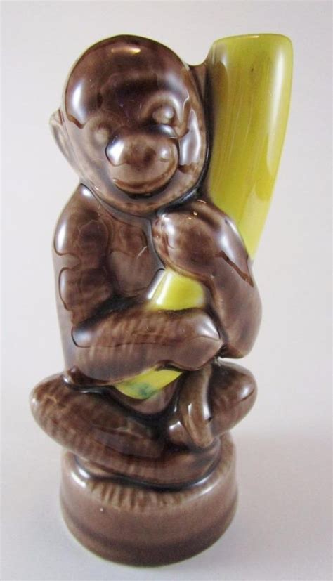 Vtg Mobana Monkey Miniature Decanter Figural Ceramic Liquor Flask