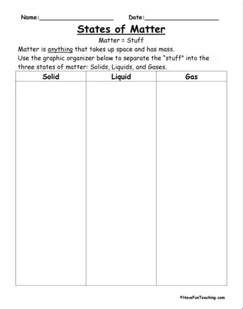 11 Best States Of Matter Worksheets For Understanding Solids Liquids And Gases The Teach