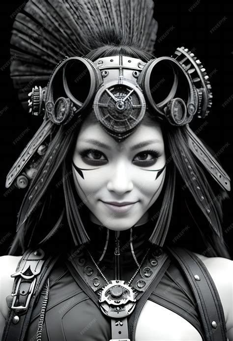 Premium AI Image | A female cosplay warrior isolated on black background