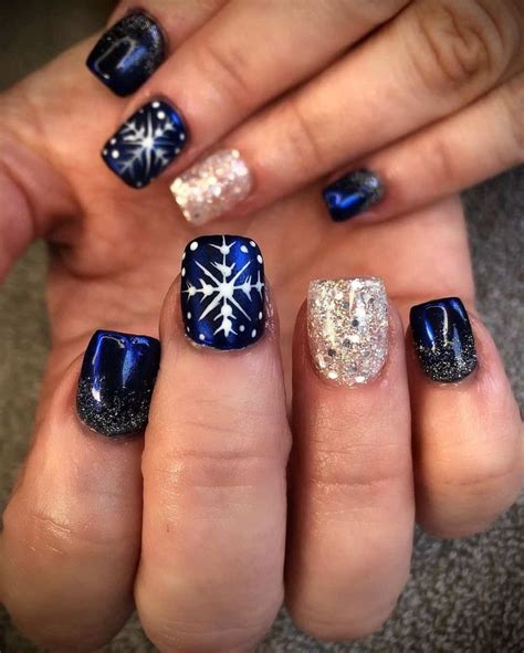 Top Blue Christmas Nail Design Ideas Version Blue Glitter