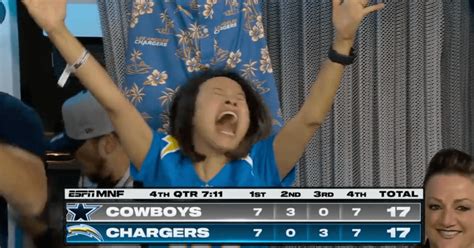 This Fired Up Chargers Fan Became A Meme During Her Teams Loss To The