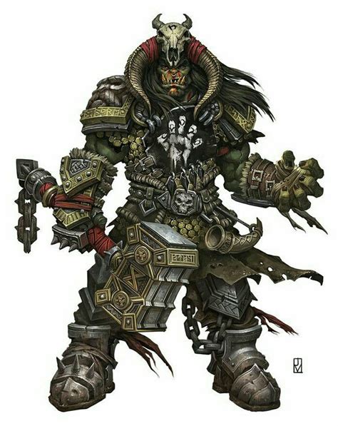 Orc Barbarian Chief Pathfinder PFRPG DND D D D20 Fantasy Fantasy