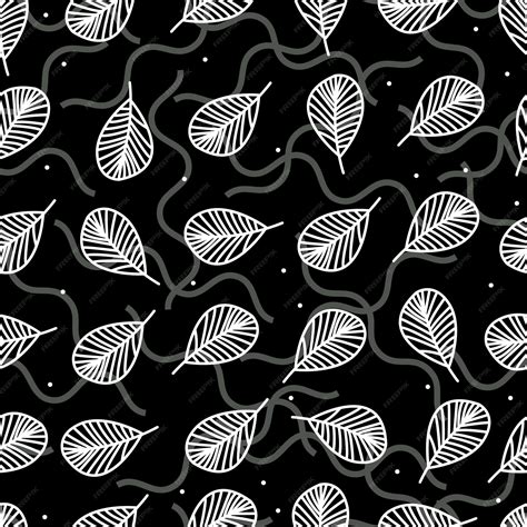premium vector leaf  drawing seamless pattern