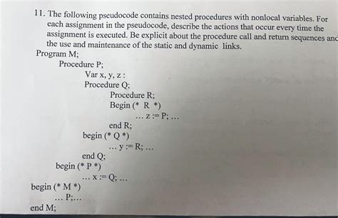 The Following Pseudocode Contains Nested Chegg