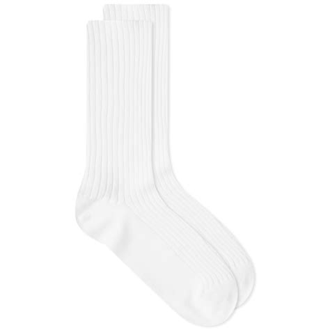 Auralee Giza Cotton Sock White End Hk