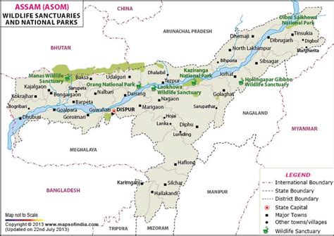 Wildlife Sanctuaries In Assam National Parks Of Assam Map Geography