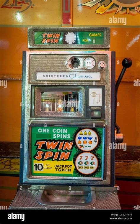 Vintage Coin Operated Arcade Slot Machine On Display At Dingles