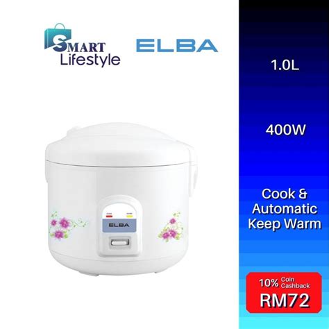 Elba Jar Rice Cooker 1 0L ERC E1031 WH Shopee Malaysia