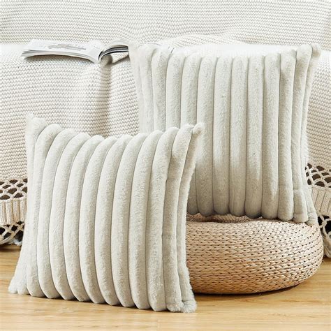 Madizz Set Of Faux Fur Plush Decorative Throw Pillow Covers X