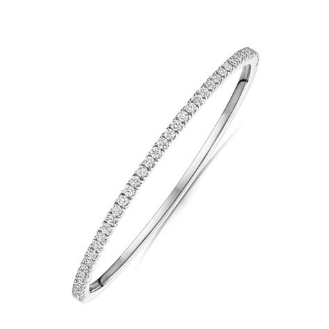 18ct White Gold 2 50ct Diamond Set Hinged Bangle TB Mitchell