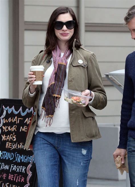 Pregnant ANNE HATHAWAY at a Park in Los Angeles 01/29/2016 – HawtCelebs