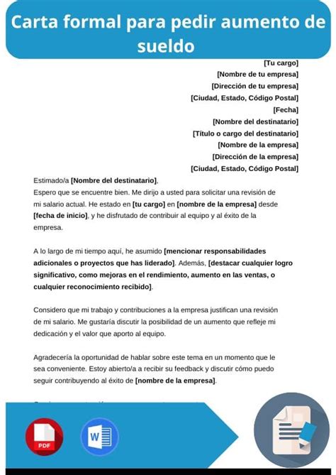 Carta Formal Para Pedir Aumento De Sueldo Word Pdf