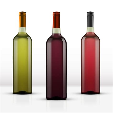 Botellas De Vino Tinto Y Blanco Llenas Realistas Vector Premium