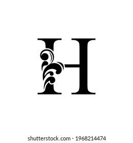 Letter H Vintage Black Flower Ornament Stock Vector Royalty Free