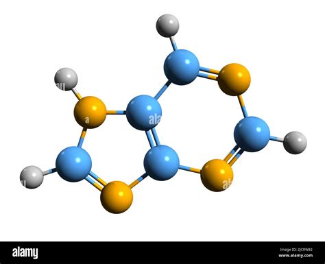 3D image of purine skeletal formula - molecular chemical structure of ...