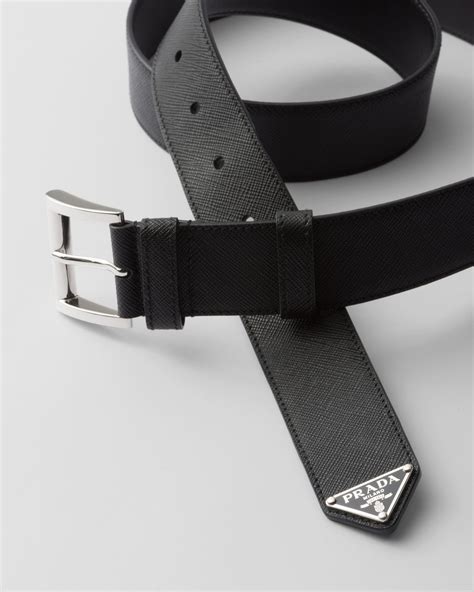 Black Saffiano Leather Belt Prada