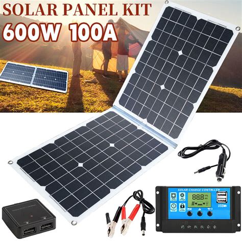 Foldable Solar Panel – 600W Portable Solar Panels Battery Charger USB ...