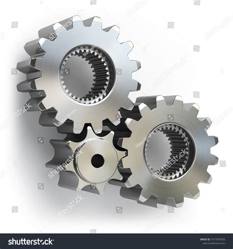 Metal Gear Wheels Isolated On White Stock Illustration 1017079336