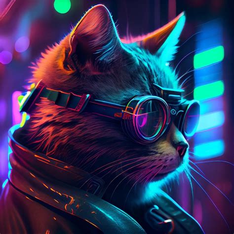 Cyberpunk Cat Digital Print Etsy Ireland