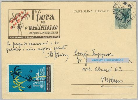 Cartolina Postale Lire Fiera Del Mediterraneo Mezzo Secolo Di