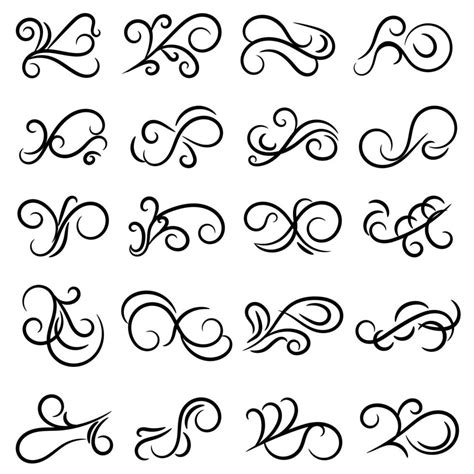 set of swirl border calligraphy and dividers decorative vector in ...