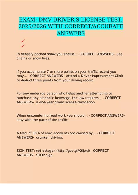 EXAM: DMV DRIVER'S LICENSE TEST, 2025/2026 WITH CORRECT/ACCURATE