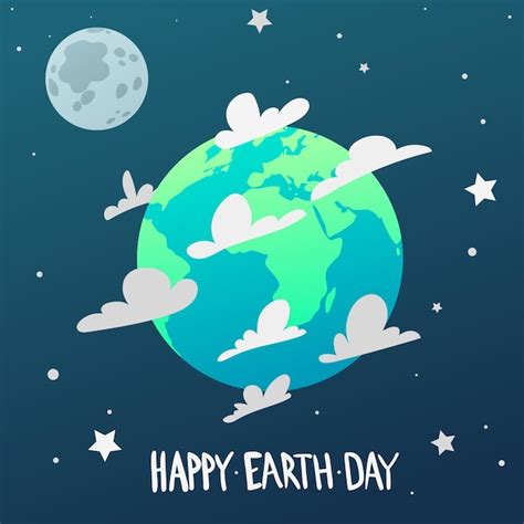 Premium Vector Happy Earth Day Vector Cartoon Card Illustration With