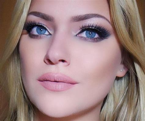 Brilliant Blue Freshlook Color Contact Lenses Blonde Hair Makeup