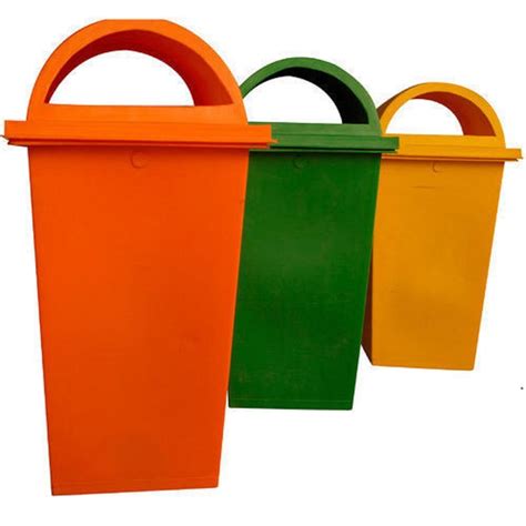 Orange Green And Yellow Open Top Plastic Waste Bin For Outdoor