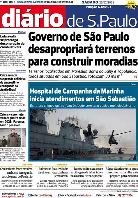 Capa Di Rio De S O Paulo S Bado De Fevereiro De