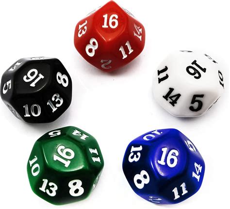 Bescon 16 Sides Dice In Assorted Solid Colors D16 Game