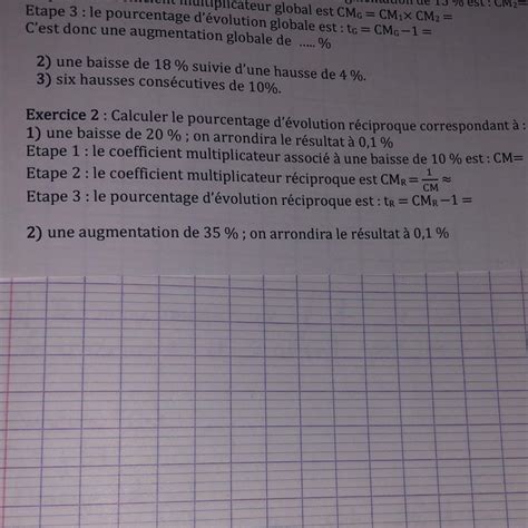 Bonjour Vous Pouvez Maider Svp Exercice Calculer Le Pourcentage D