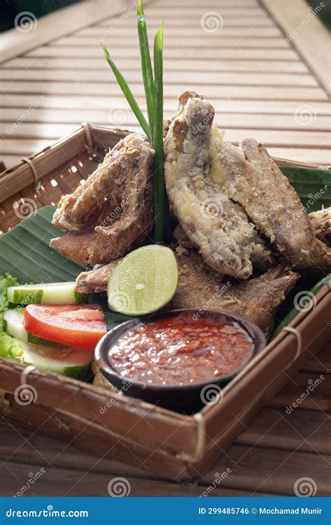 Ayam Goreng Sambal or Spicy Sauce Fried Chicken Stock Photo - Image of ...