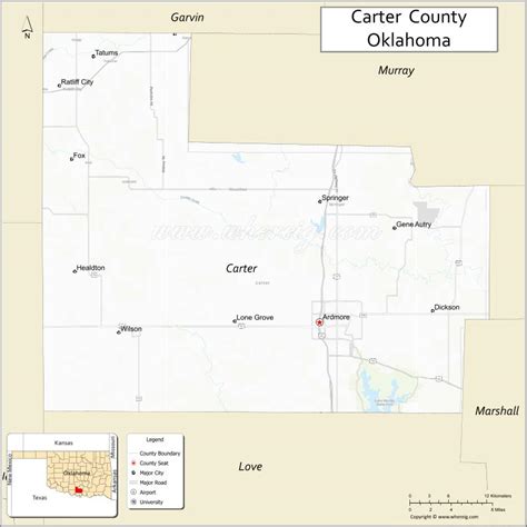 Map of Carter County, Oklahoma - Thong Thai Real