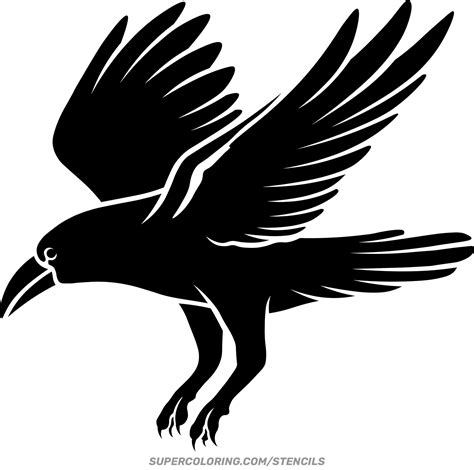 Stencil Of Flying Raven Free Printable Papercraft Templates