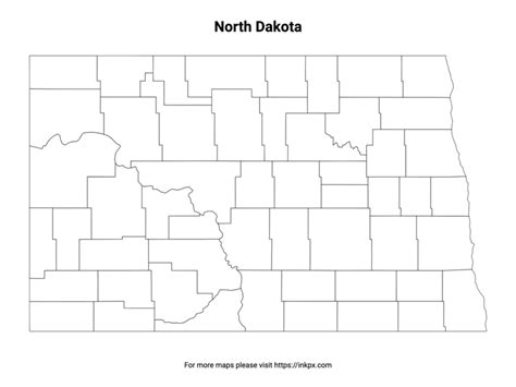 Printable North Dakota State Map And Outline · Inkpx