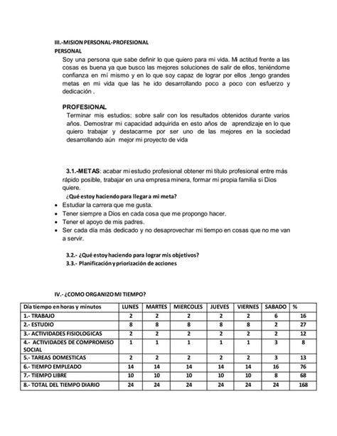 Esquema Para Elaborar Proyecto De Vida Personal Pdf