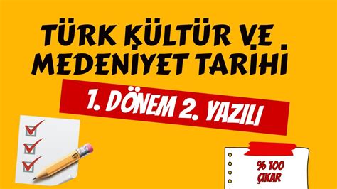 TÜRK KÜLTÜR VE MEDENİYET TARİHİ 1 DÖNEM 2 YAZILI TEST 2023 11