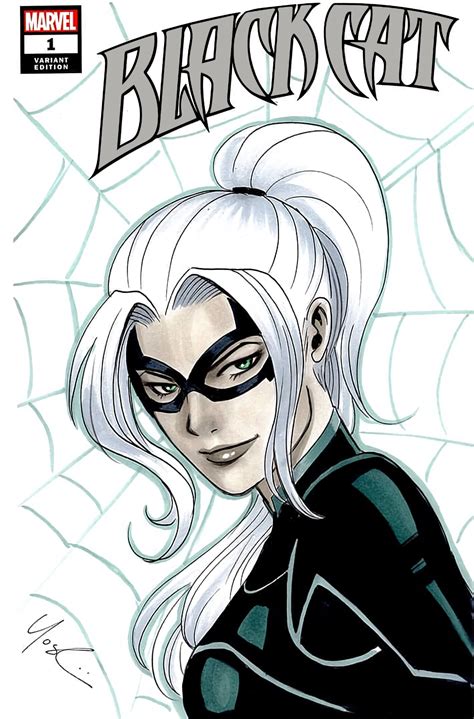 Black Cat Sketch Cover Spider Man Lynne Yoshii Black Cat Marvel