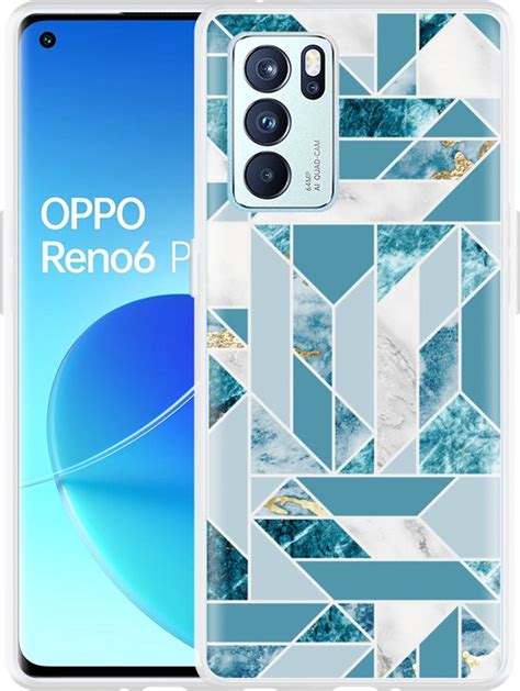 Oppo Reno6 Pro 5G Hoesje Blauw Marmer Patroon Designed By Cazy Bol