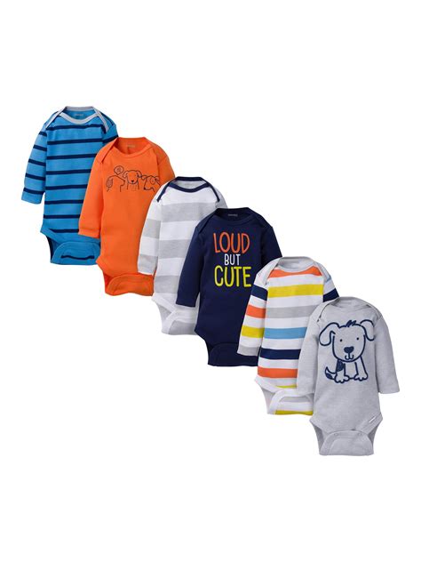 Onesies Brand Baby Boy Long Sleeve Bodysuits Set, 6-Pack - Walmart.com