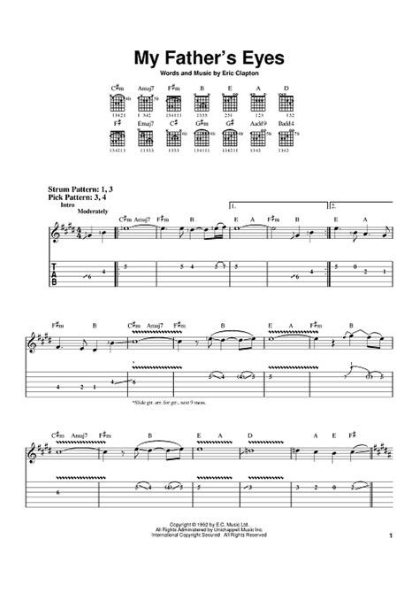 My Father's Eyes" Sheet Music by Eric Clapton for Easy Guitar Tab ...