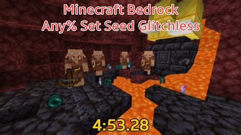 4 53 28 Minecraft Bedrock Any Set Seed Glitchless Speedrun YouTube